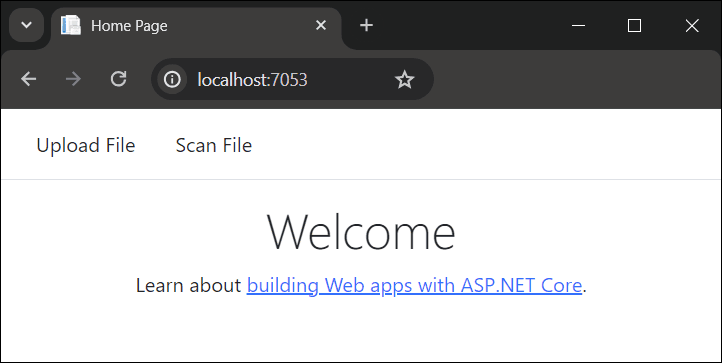 ASP.NET Core web app running in a browser