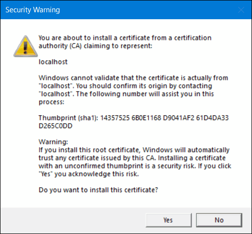 Installation of SSL/TLS certificate